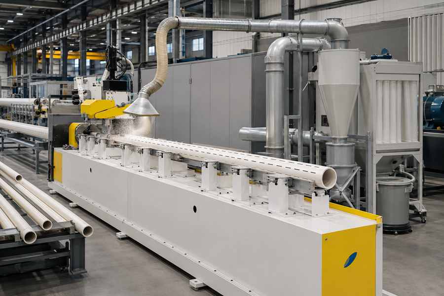 Dust and Chip Collection Solutions for Plastic Pipe Slotting Lines