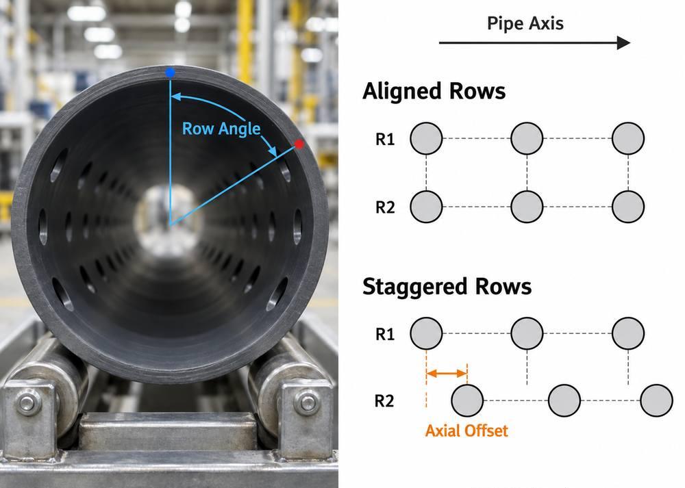 pipe-row-angle-axial-offset